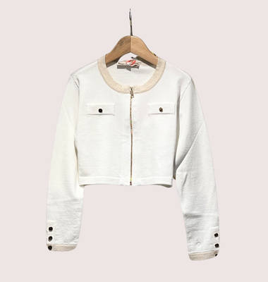 Kocca gebreide ecru gilet silvan met gouddetail