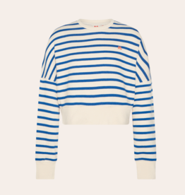 Ao76 blauw wit gestreepte katoenen trui abby