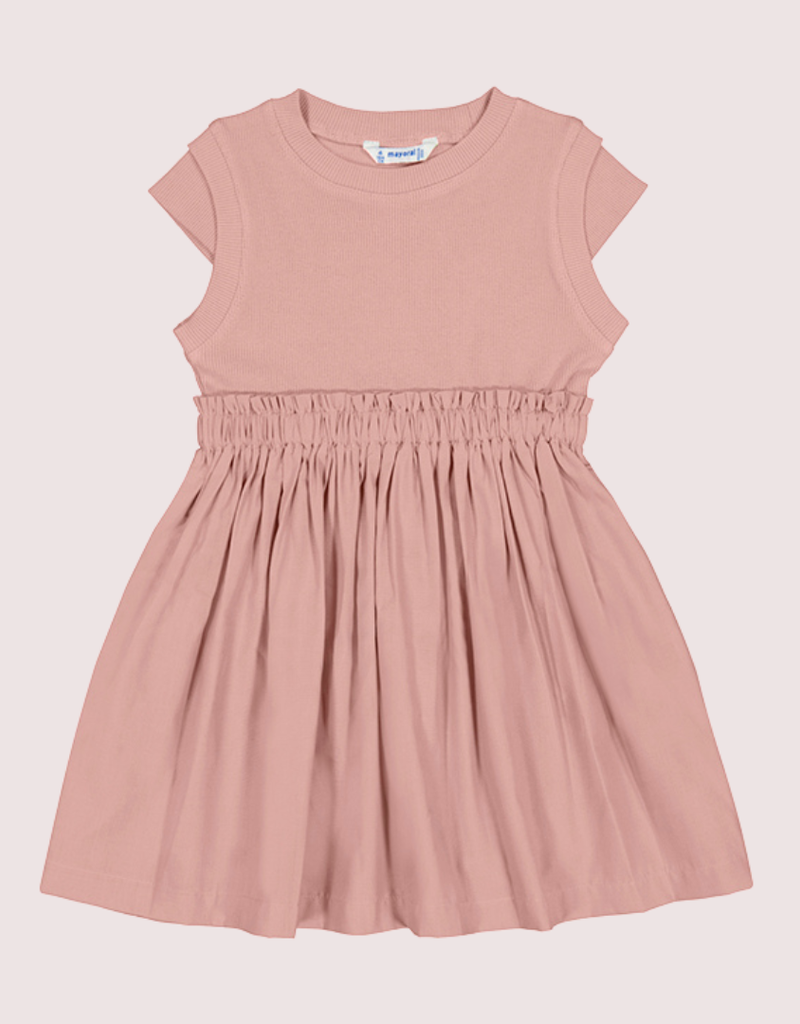 Mayoral roze jurk in tricot top met wijde rok