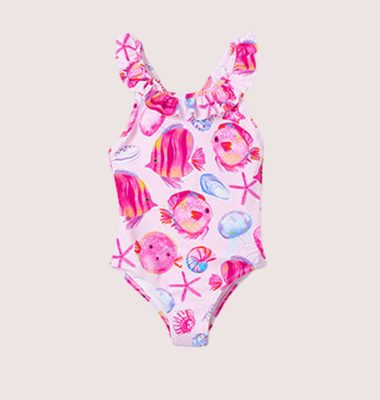 Mayoral badpak in roze en fuchsia print