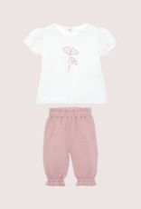 Patachou set van witte top en old pink broek