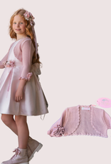 Mimilu gilet A oud roze met bloem op mouw