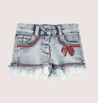 Monnalisa short in stone wash met ruches