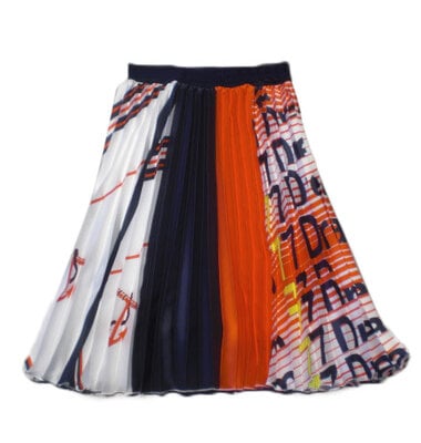 MSGM rok plissé lang blauw rood wit