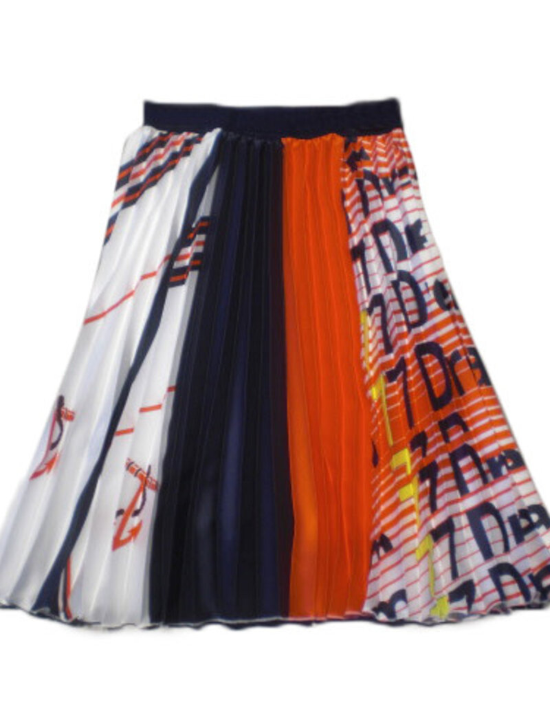 MSGM rok plissé lang blauw rood wit