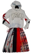 MSGM rok plissé lang blauw rood wit