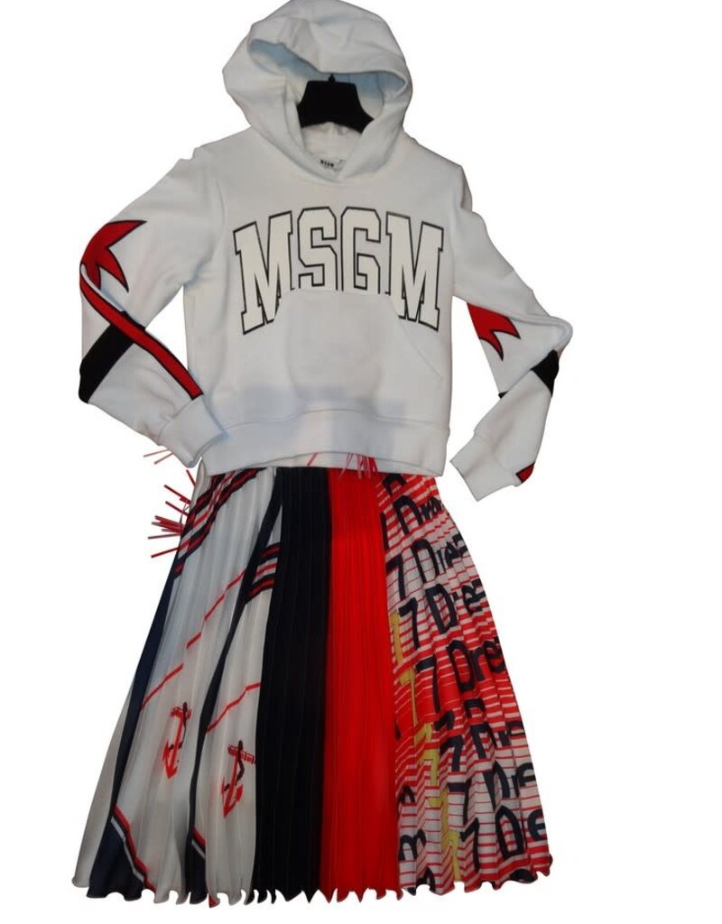 MSGM rok plissé lang blauw rood wit