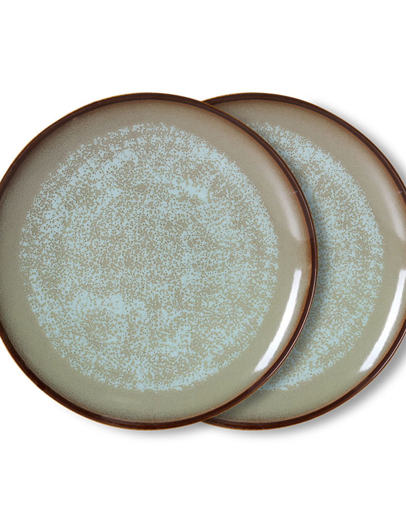HKliving HKliving 70's Ceramics Dinner Plates Contrast - set van 2