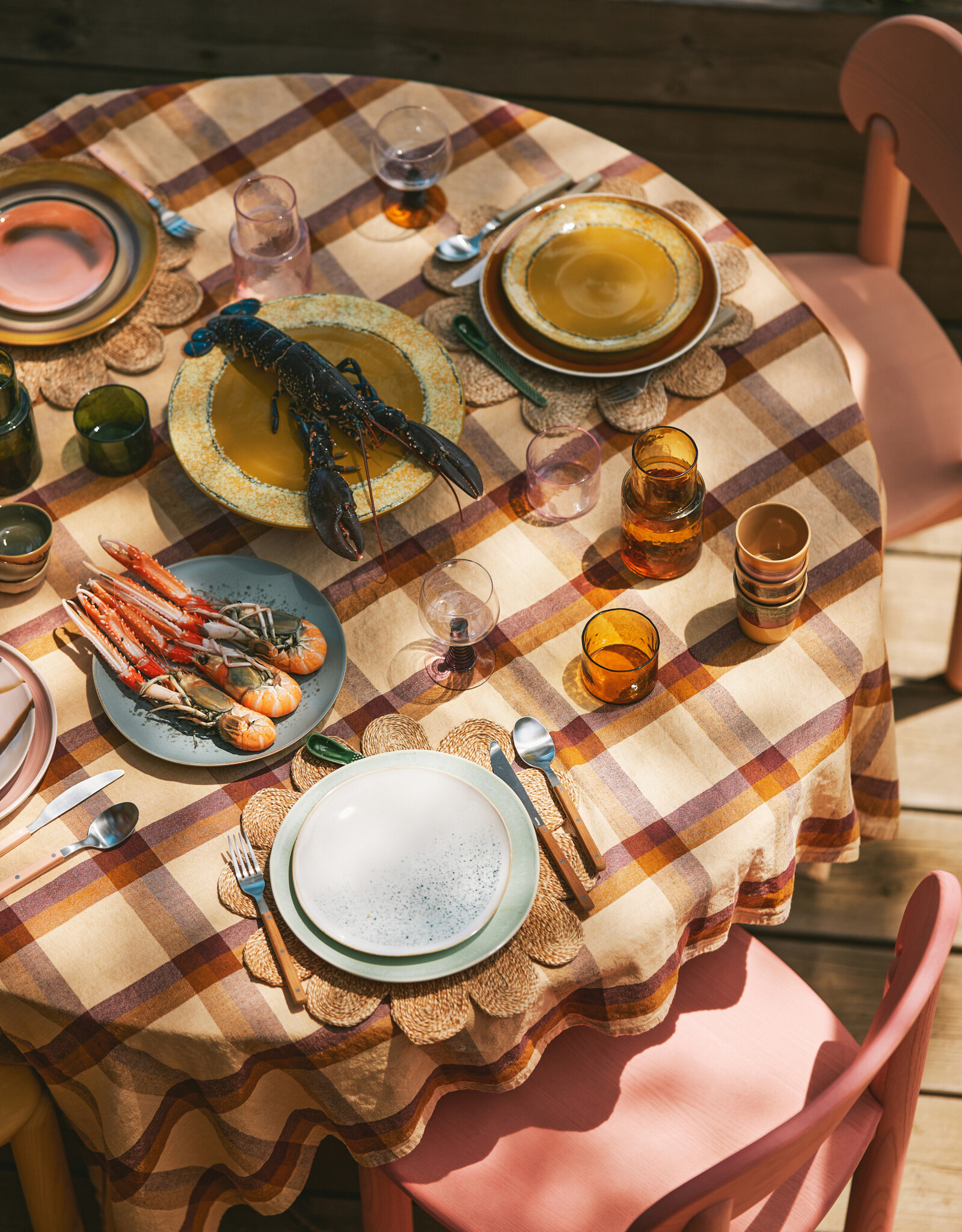 HKliving Copy of HKliving 70's Ceramics Dinner Palms - set van 2