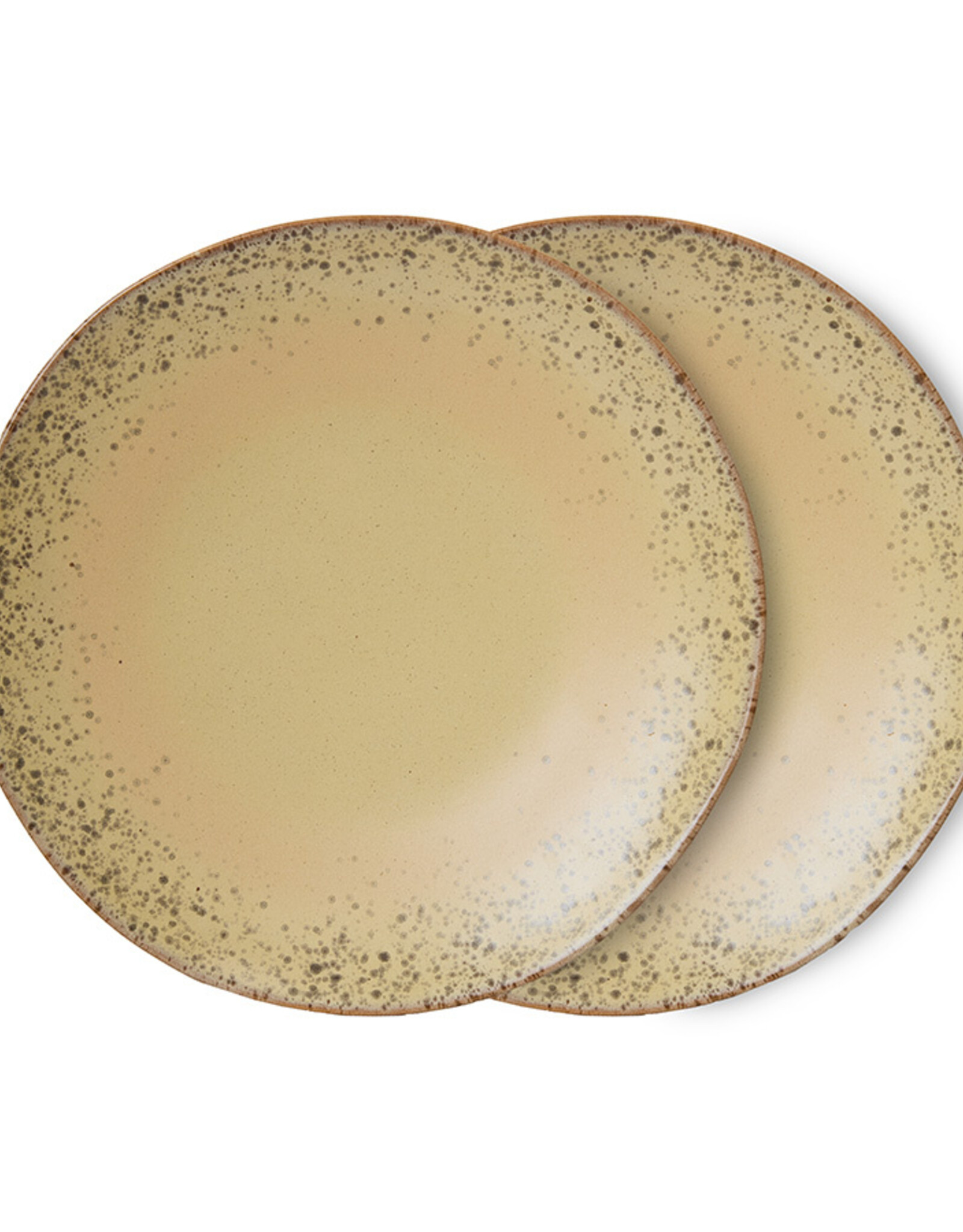 HKliving HKliving 70's Ceramics Dinner Plates Grit - set van 2