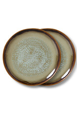HKliving HKliving 70's Ceramics Dessert Plate Contrast  set van 2