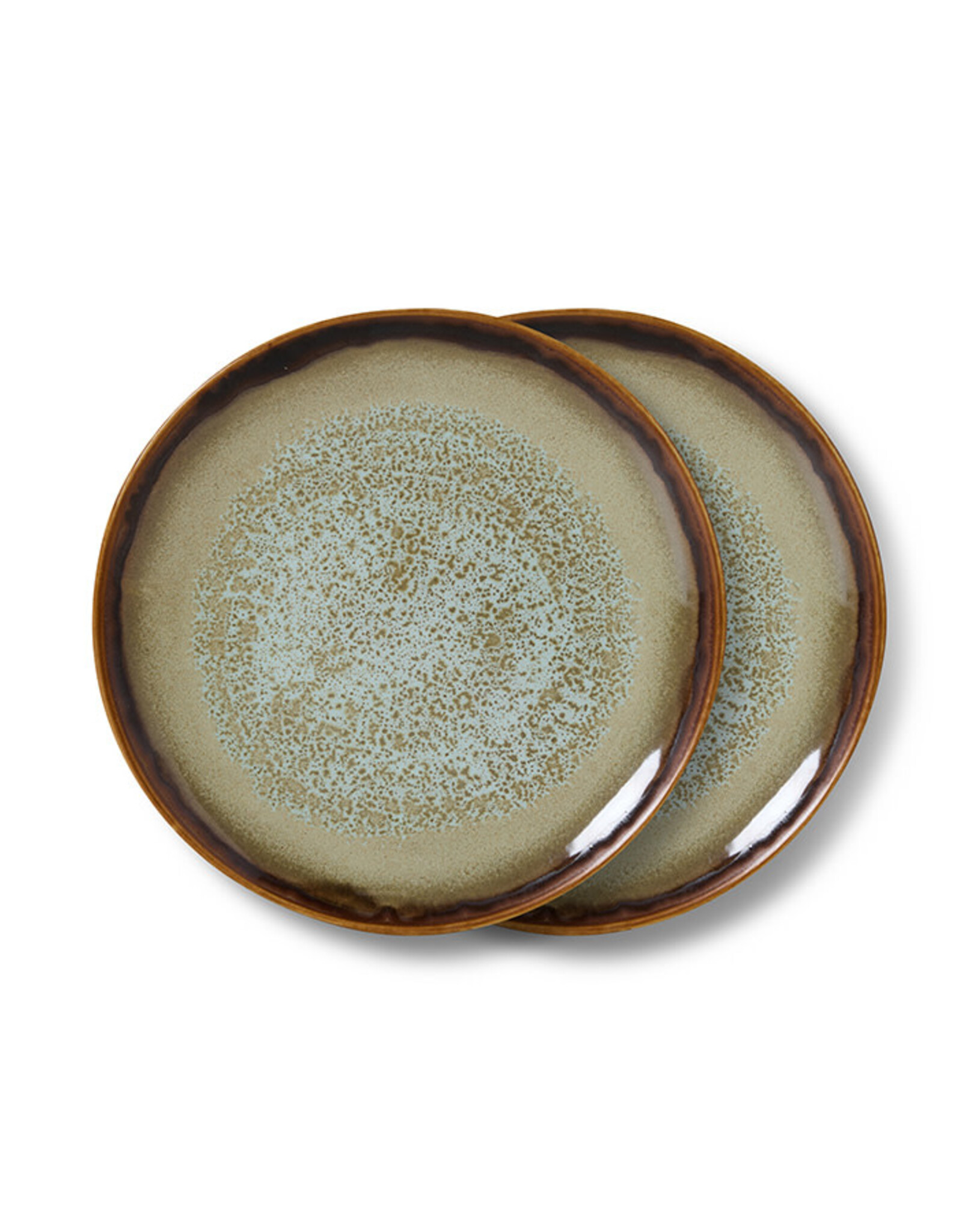 HKliving HKliving 70's Ceramics Dessert Plate Contrast  set van 2