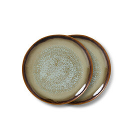 HKliving HKliving 70's Ceramics Dessert Plate Contrast  set van 2