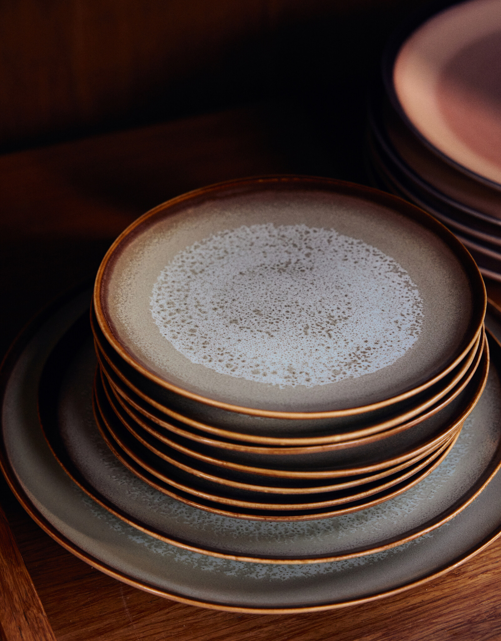 HKliving HKliving 70's Ceramics Dessert Plate Contrast  set van 2