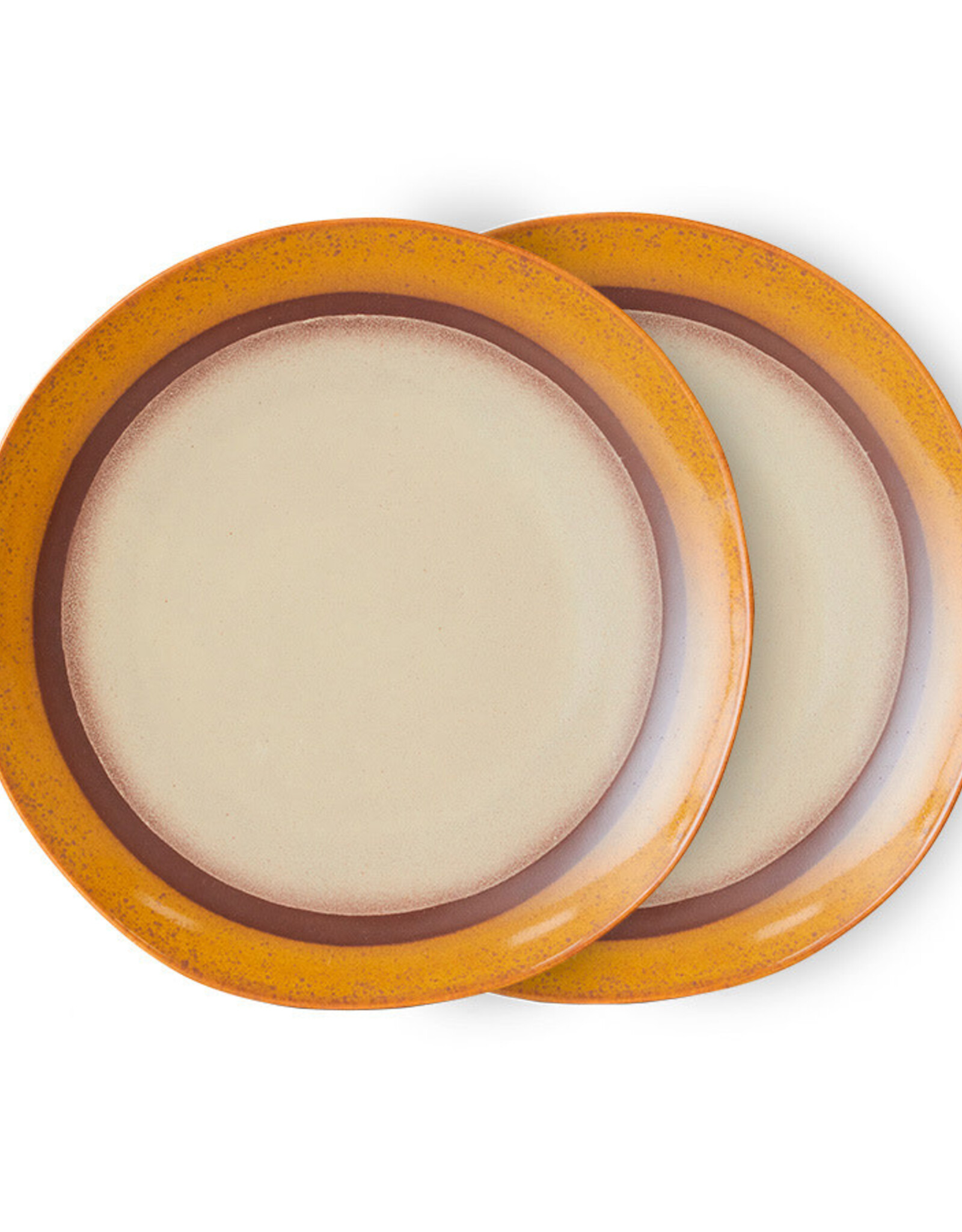HKliving Hkliving 70's Ceramics Dinner Plates Coconut - set van 2