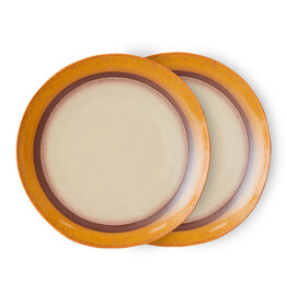 HKliving Hkliving 70's Ceramics Dinner Plates Coconut - set van 2