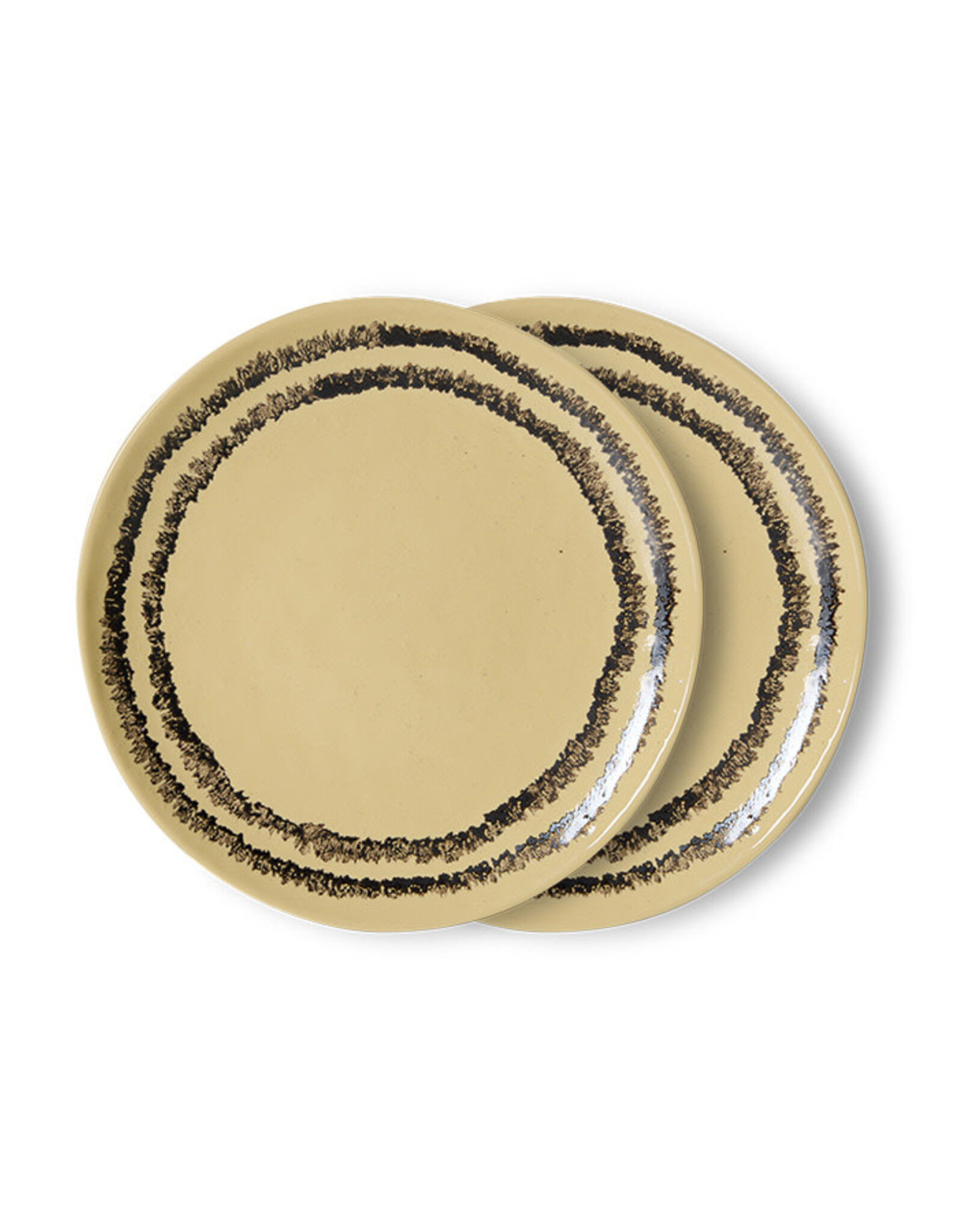 HKliving HKliving 70's Ceramics Dessert Plate Vanilla - set van 2