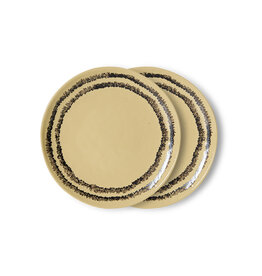 HKliving HKliving 70's Ceramics Dessert Plate Vanilla - set van 2