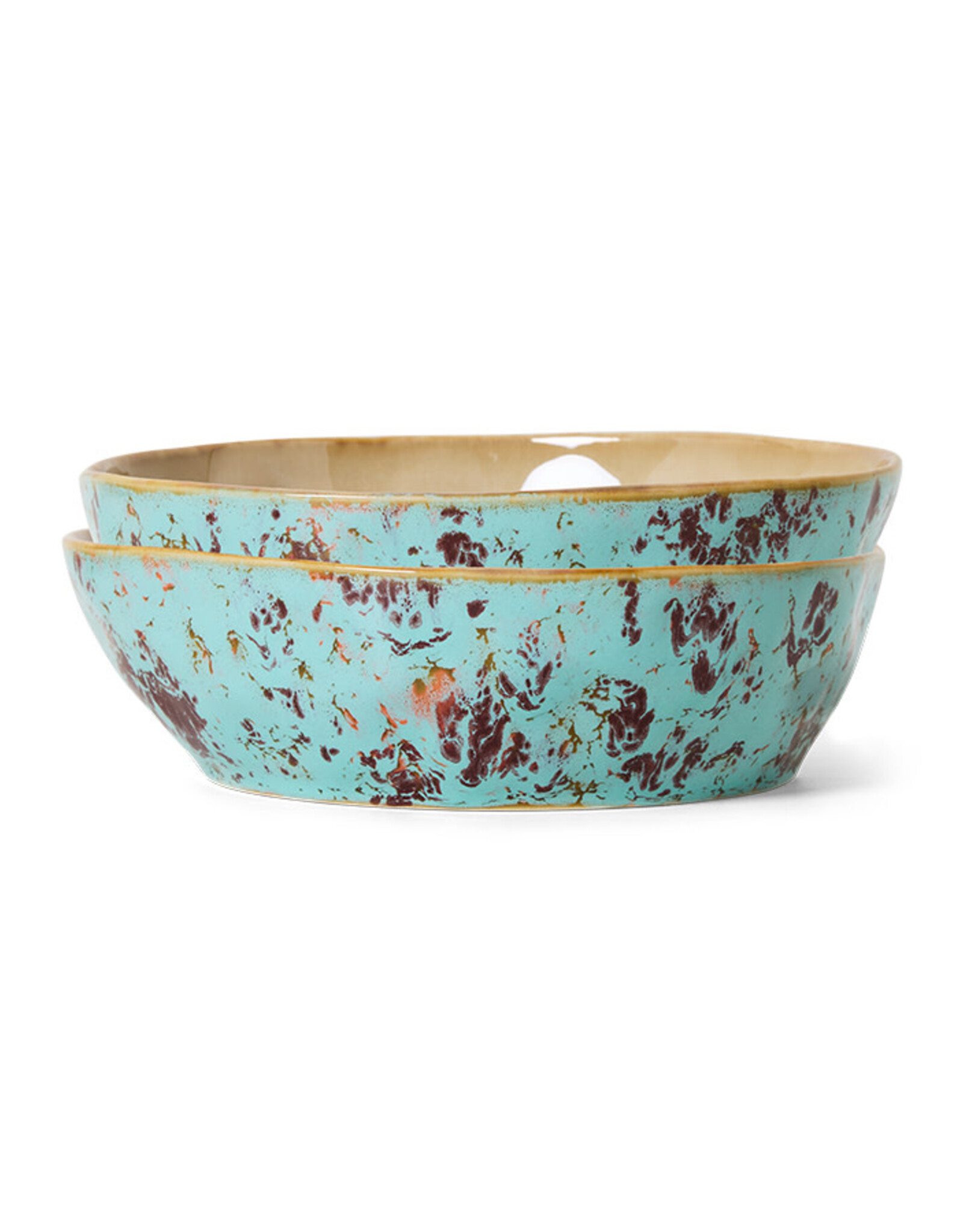 HKliving HKliving 70's Ceramics Pasta Bowls Patina (set van 2)
