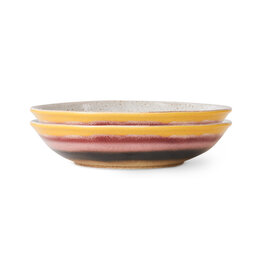 HKliving HK Living Ceramic 70's Curry Bowls Hibiscus set van 2