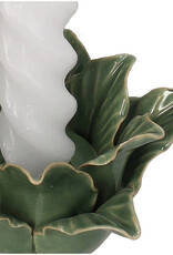 Candle Stick Flower Stoneware Green 10.5 8272