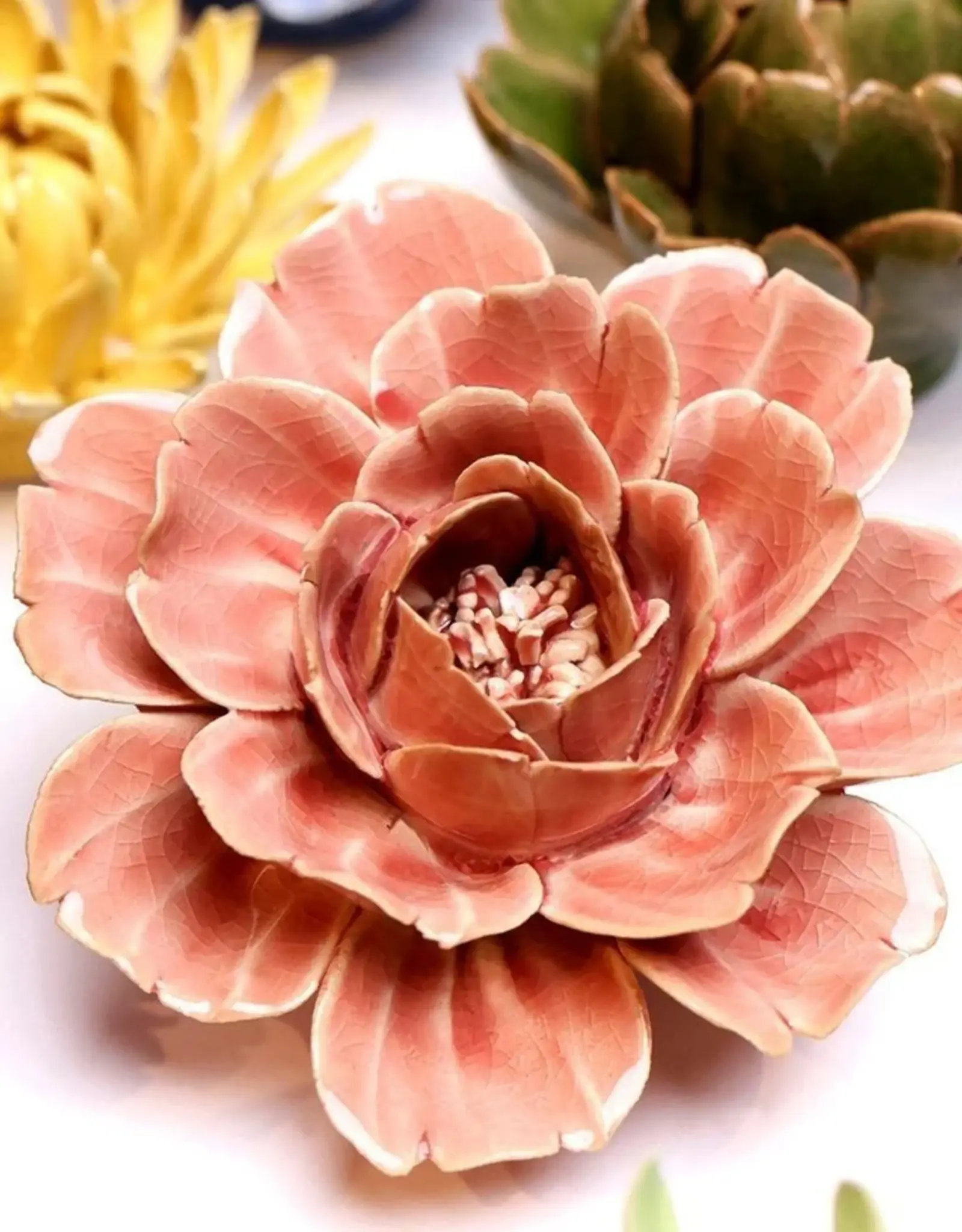 Chive Ceramic Flower Champagne Pink Rose EG37