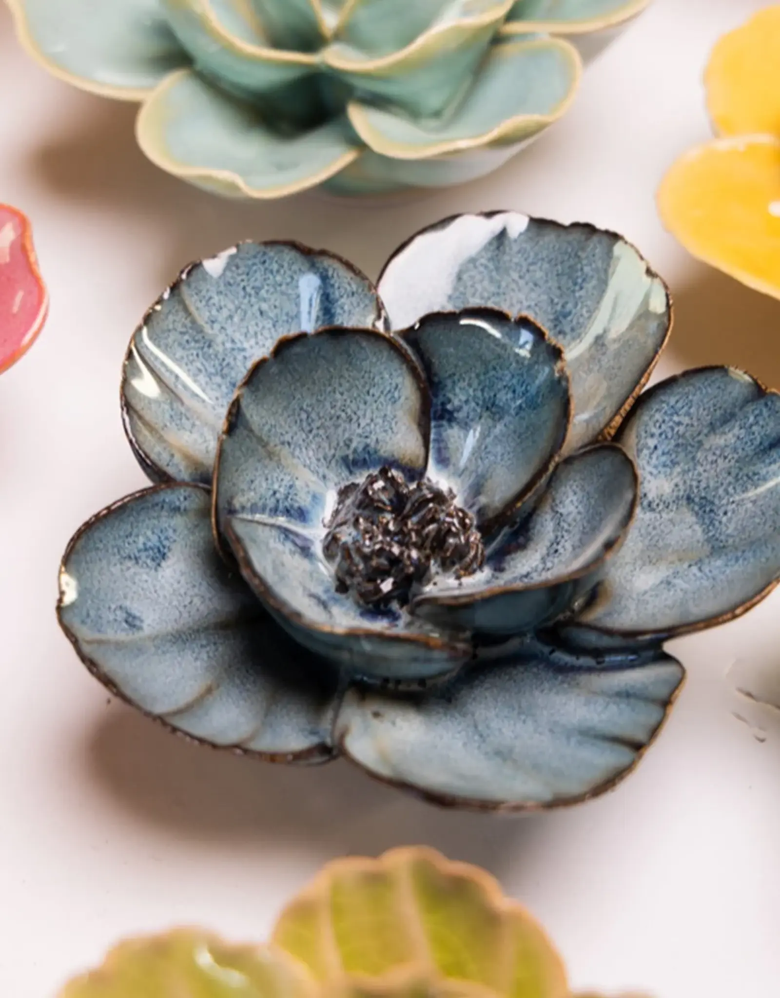 Chive Ceramic Flower Navy Poppy FR07