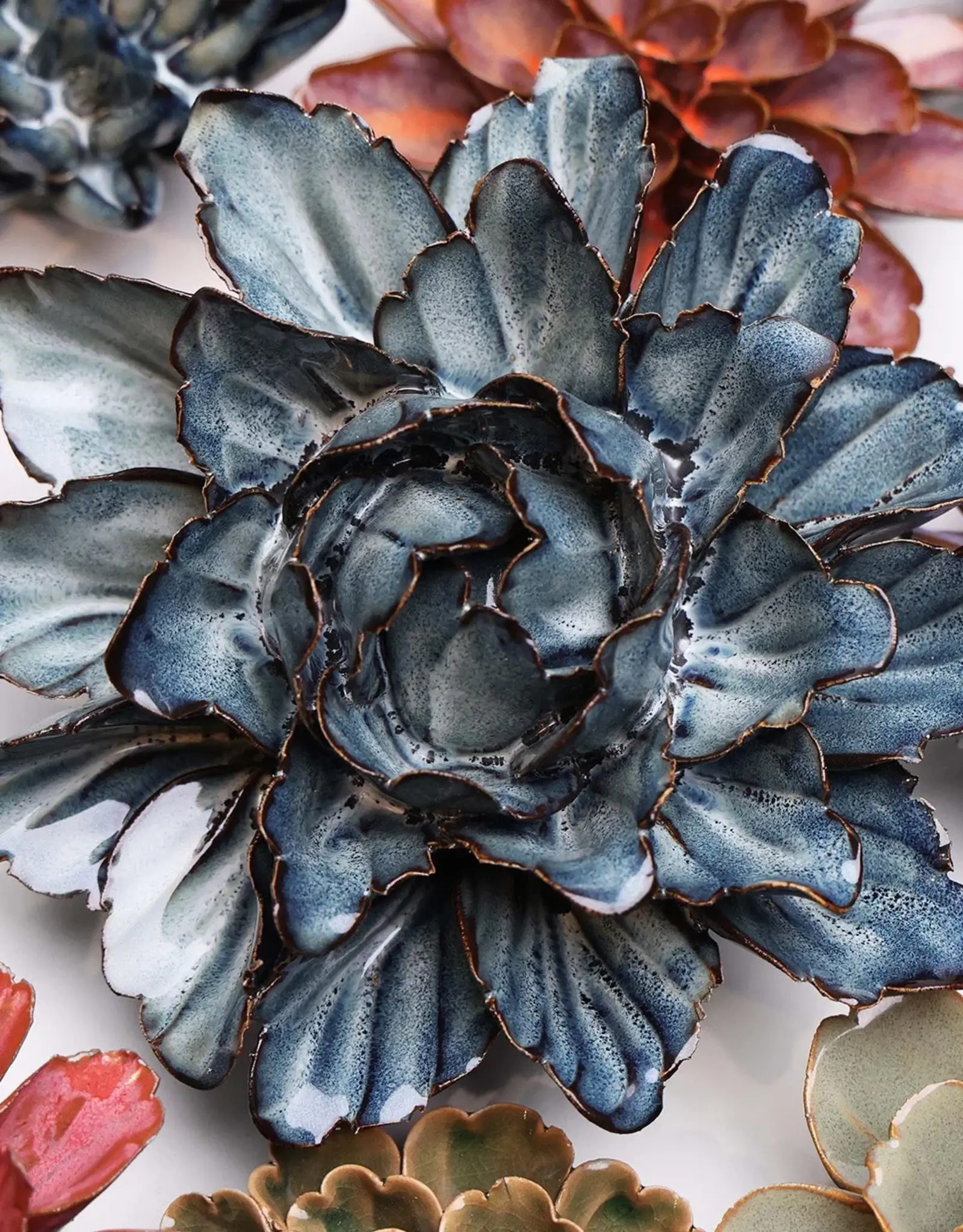 Chive Ceramic Flowers Navy Peony Ja12