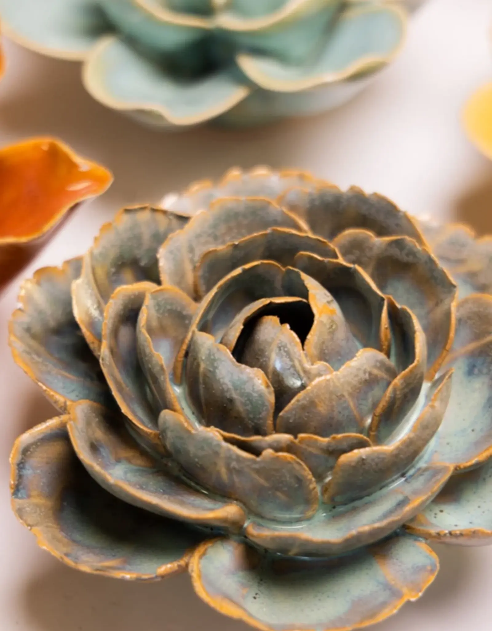 Chive Ceramic Flowers  Pale Blue Rose FR05