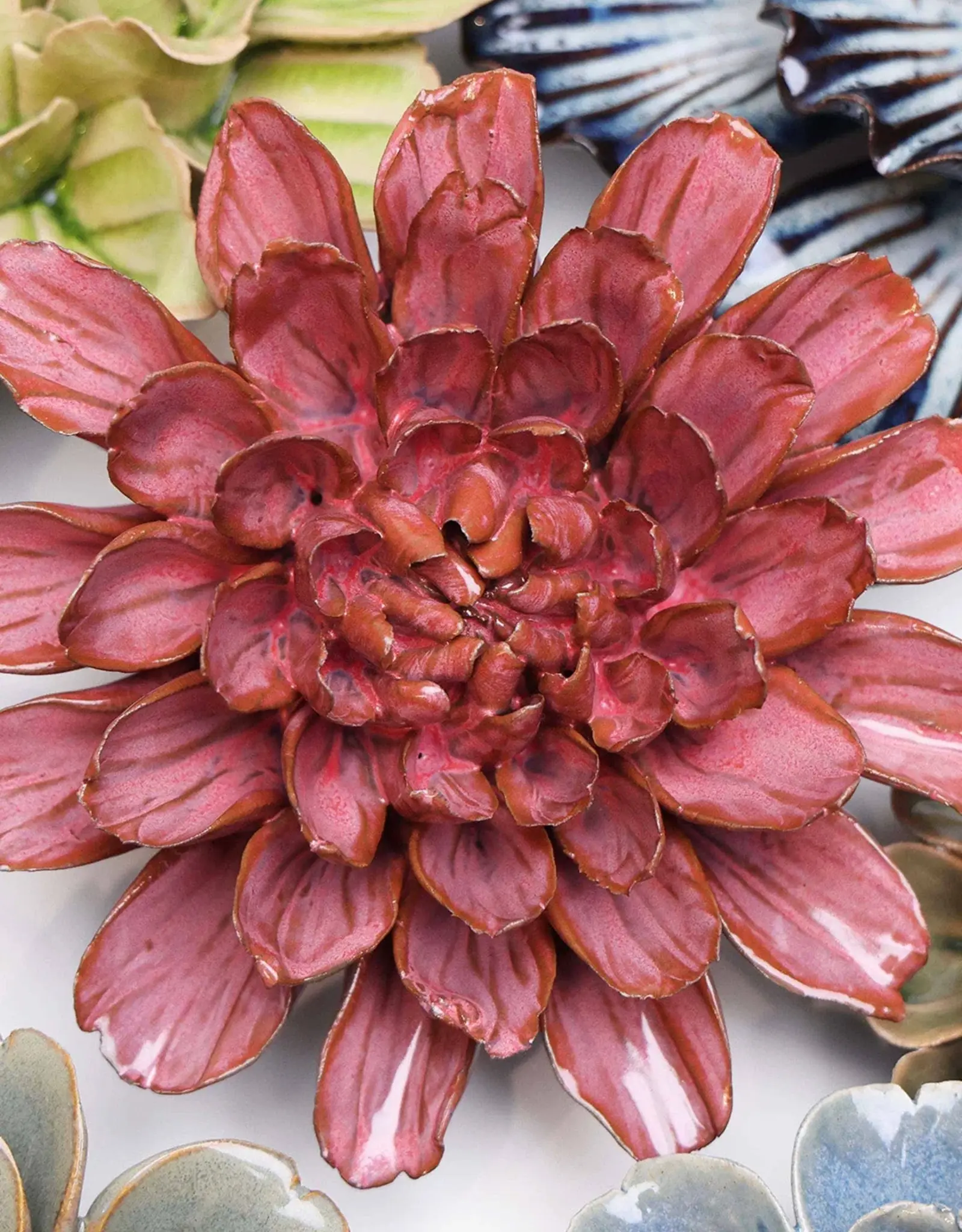 Chive Ceramic Flowers blush Pink Dahlia Ja17
