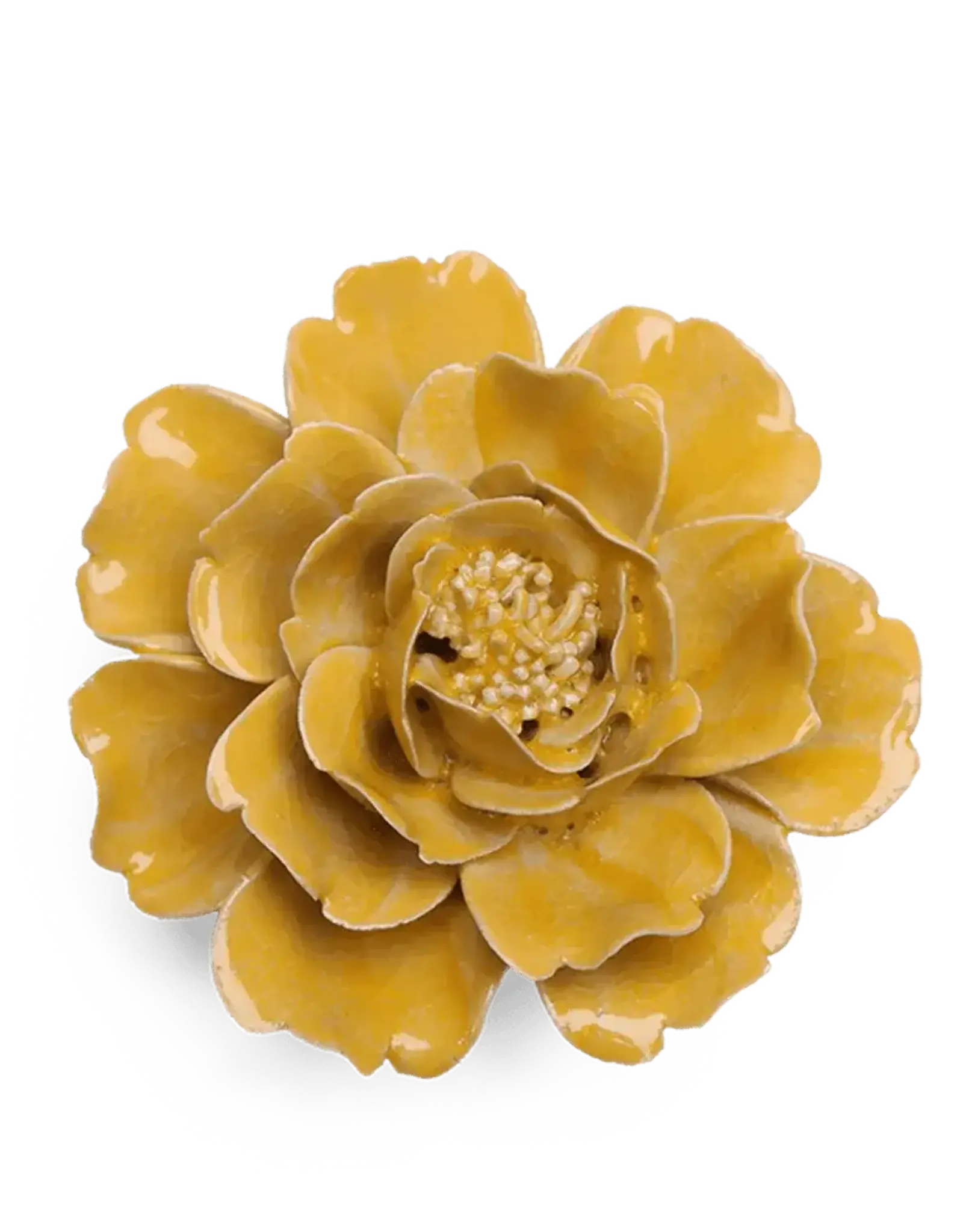 Chive Ceramic Flower Burnt Yellow Rose EG07