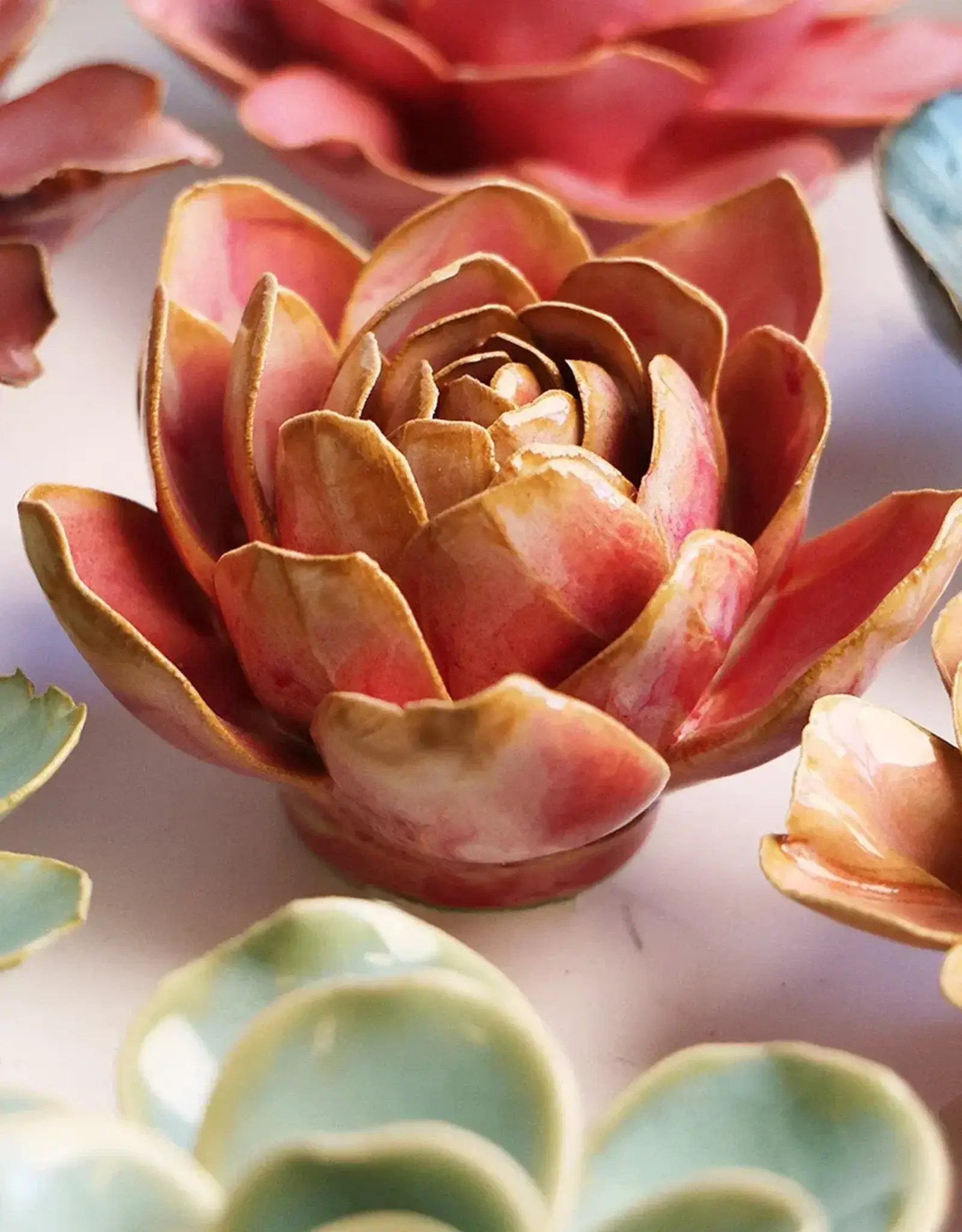 Chive Ceramic Flower Rose Quartz Pink Narcissus FR28