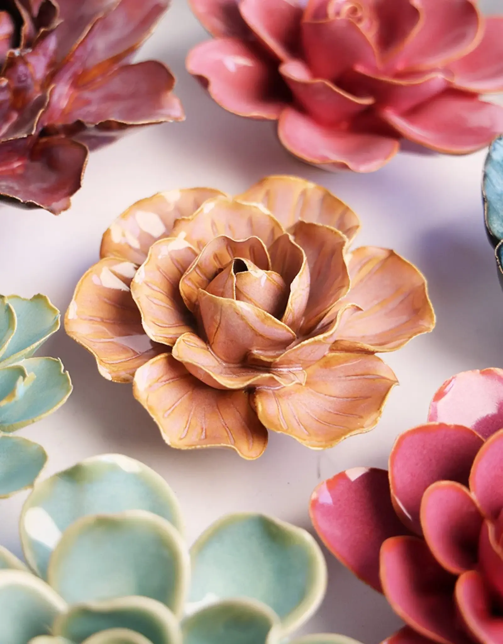 Chive Ceramic Flower Peach Pink Solar Carnation FR20