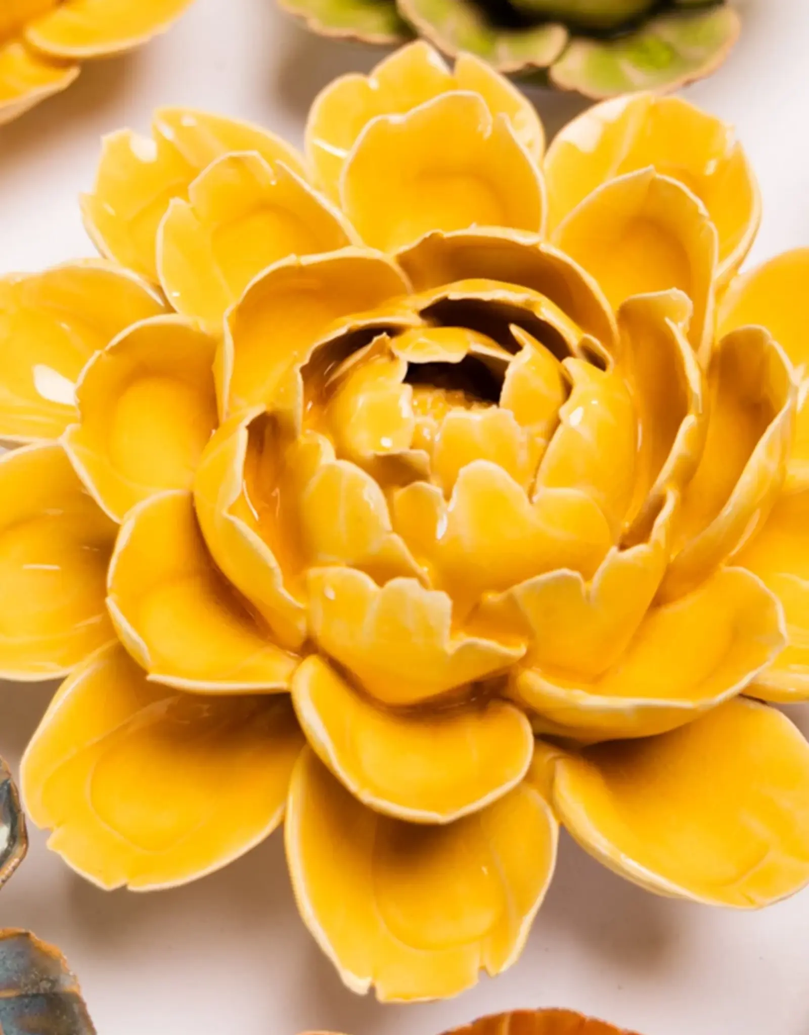 Chive Ceramic Flower Burnt Yellow Empire Cabbage Flower FR14