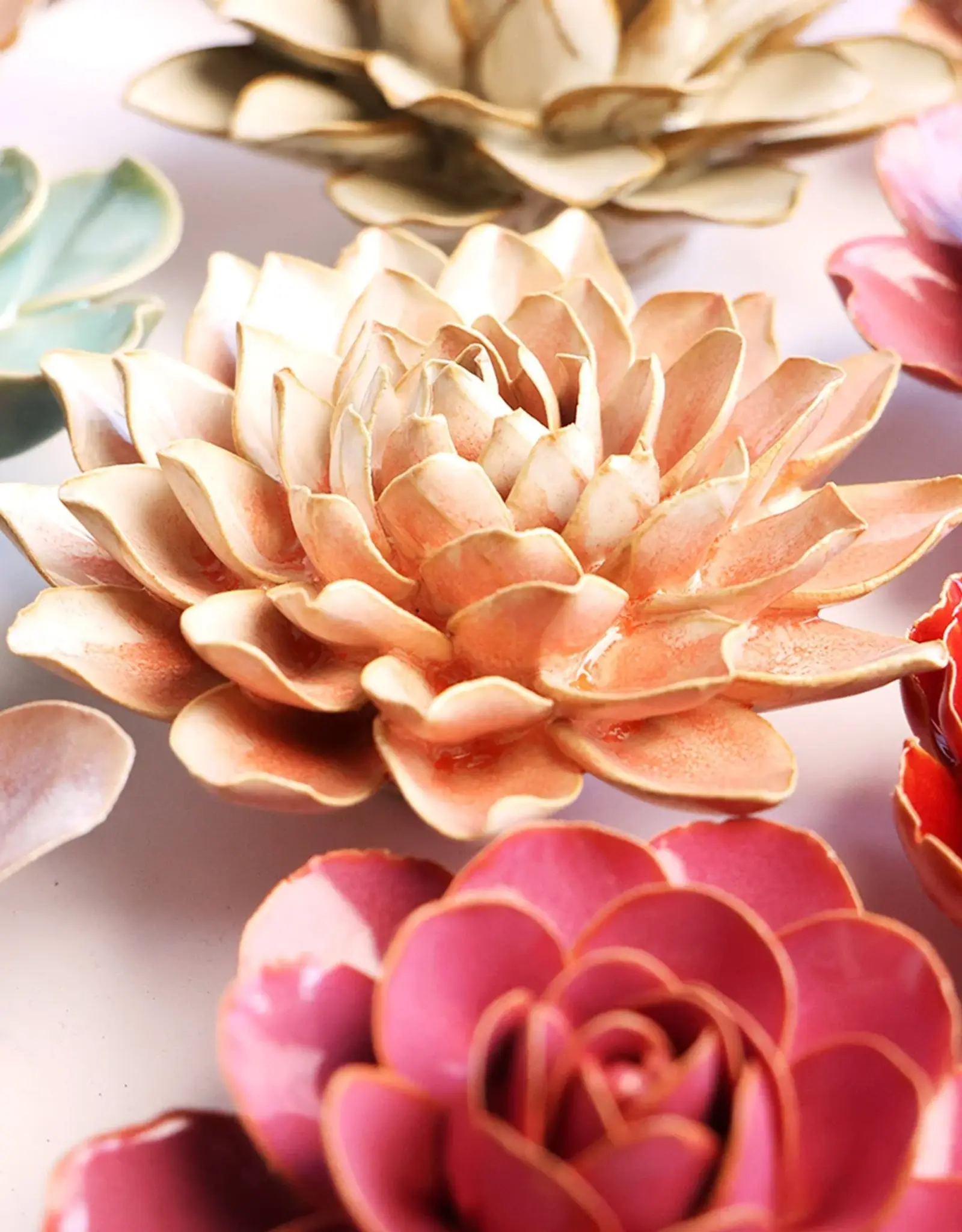 Chive Ceramic Flower Peach Pink Madonna Azalea FR33