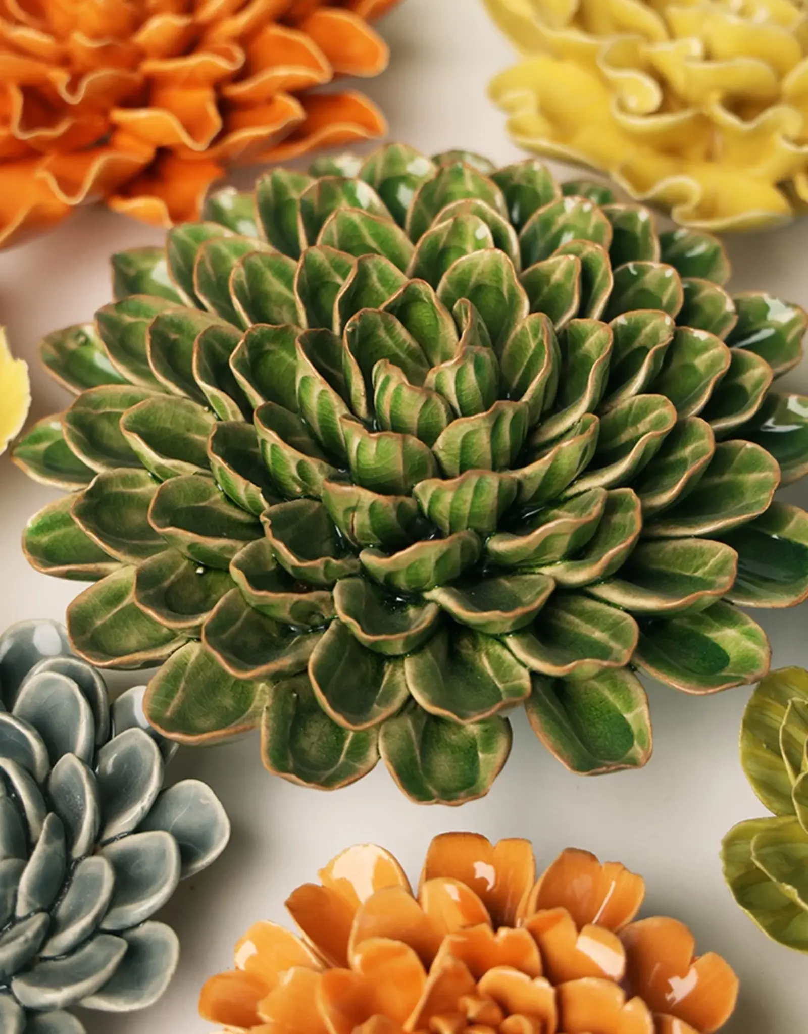 Chive Ceramic Flower Avocado Green Unicorn Zinnia EG20