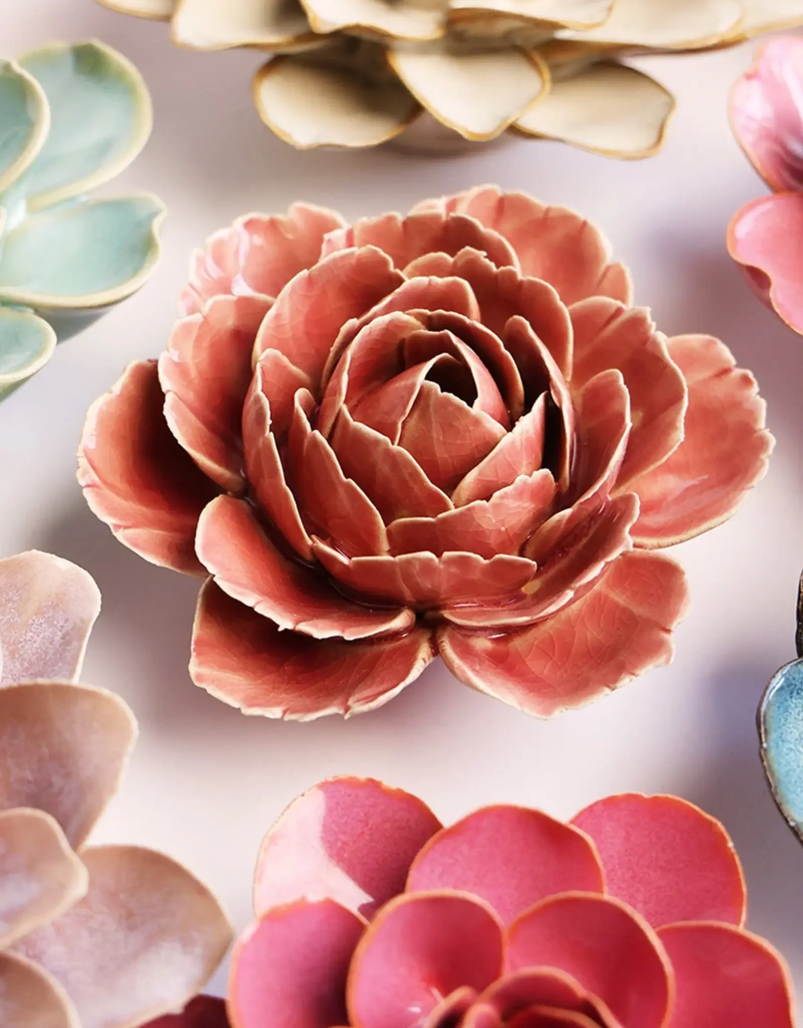 Chive Ceramic Flower Champagne English Rose FR39