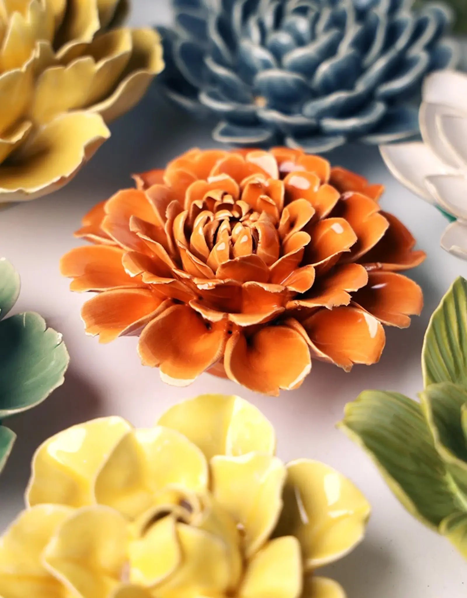 Chive Ceramic Flower Orange Fiesta Marigold EG44