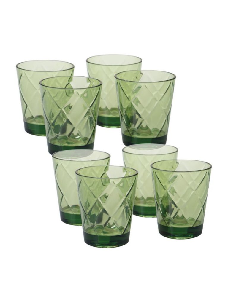Certified International Green 15 oz Acrylic Double Old Fashioned Glasses