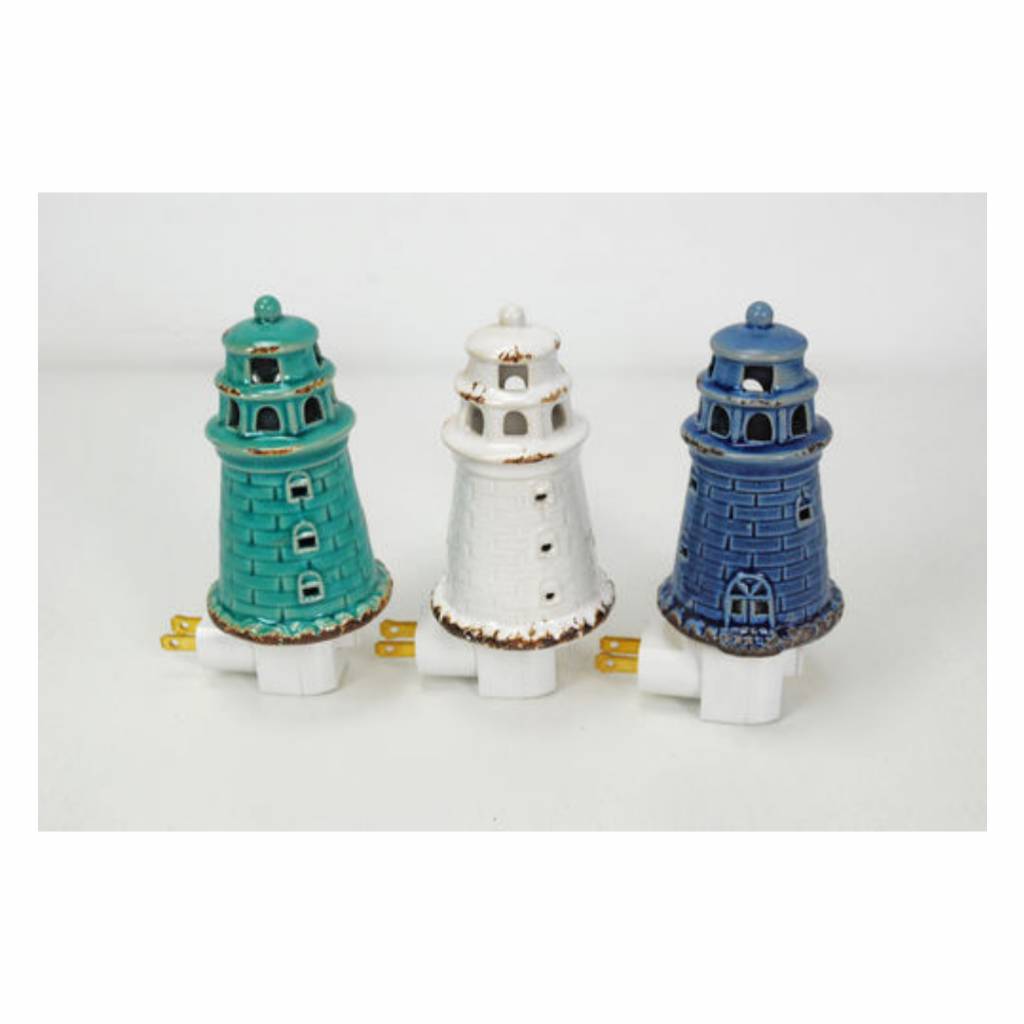 Ceramic Lighthouse Night Light 6 Tall Bonaire Coastal Living