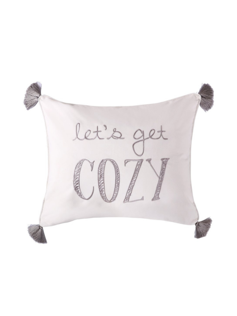 Levtex Home Camden Grey Let's Get Cozy Tassel Pillow