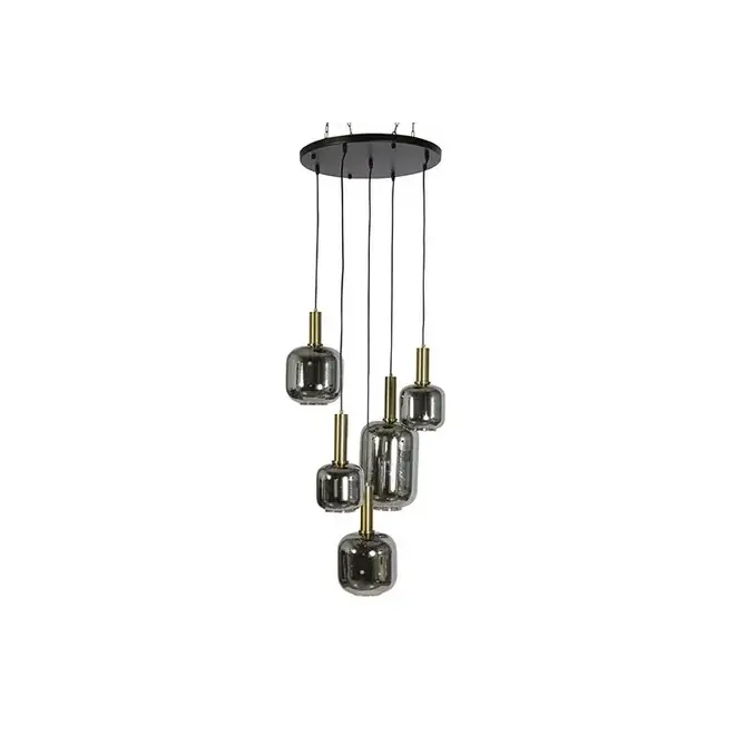 HANGLAMP 5XE27 RO GALAXY ZWART/GOUD