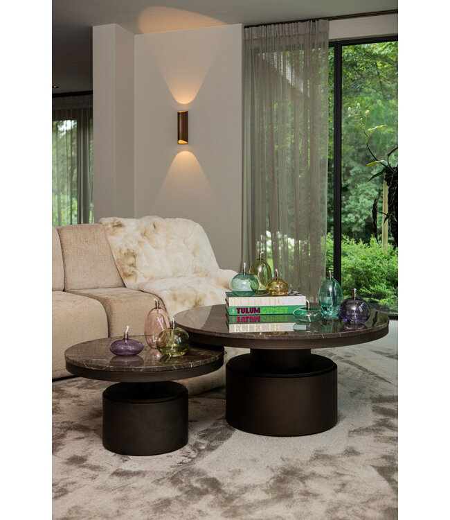 Bregt coffeetable high brown marble darkbrown base
