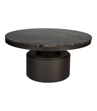 Bregt coffeetable high brown marble darkbrown base