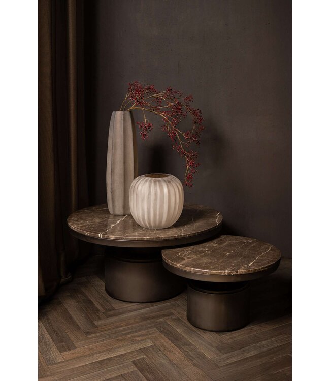 Bregt coffeetable low brown marble dark brown base