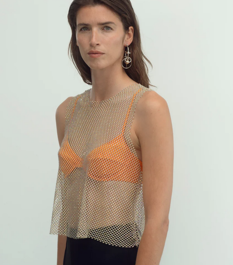 Poly strass fishnet top