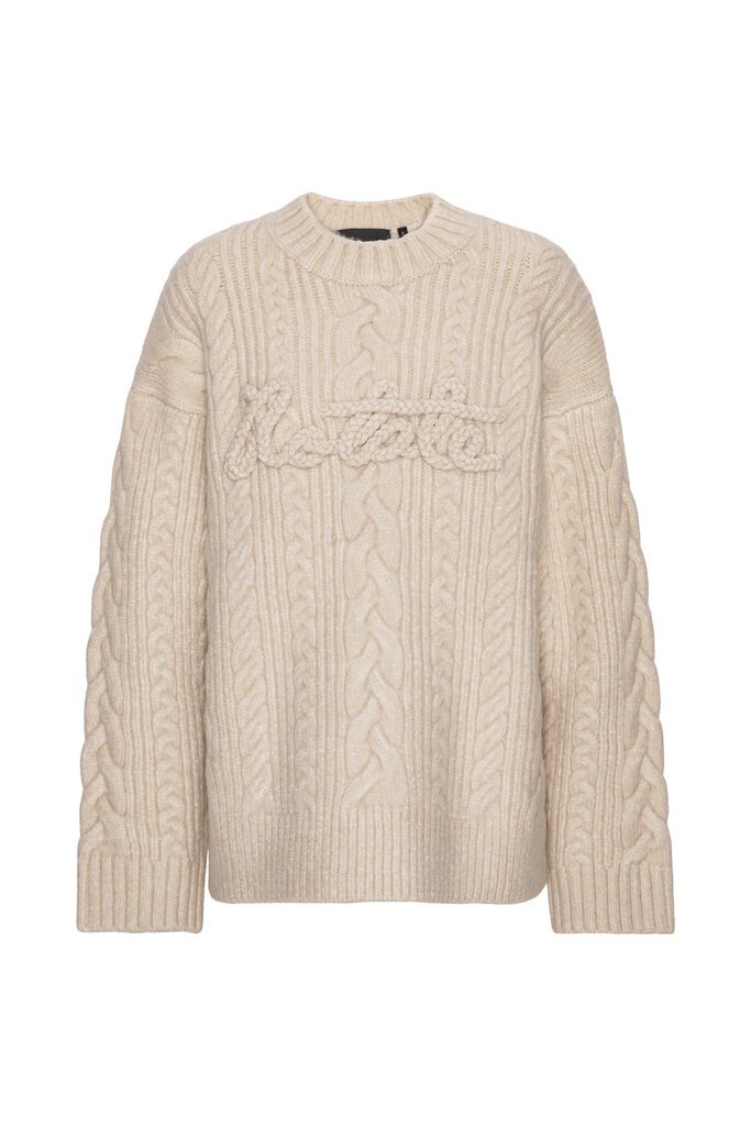 Rotate Cable Knit Logo Sweater