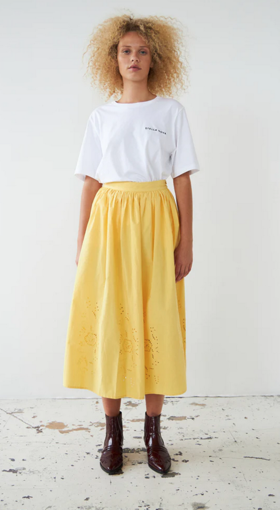 Stella Nova embroidery midi skirt