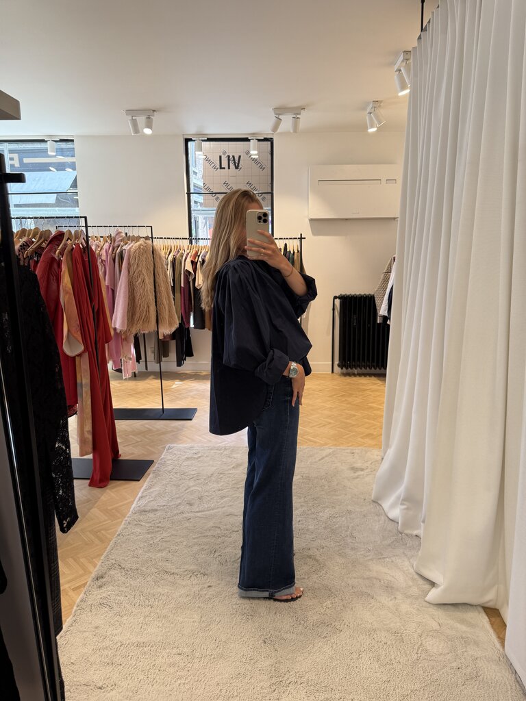 Dark blue wide leg jeans