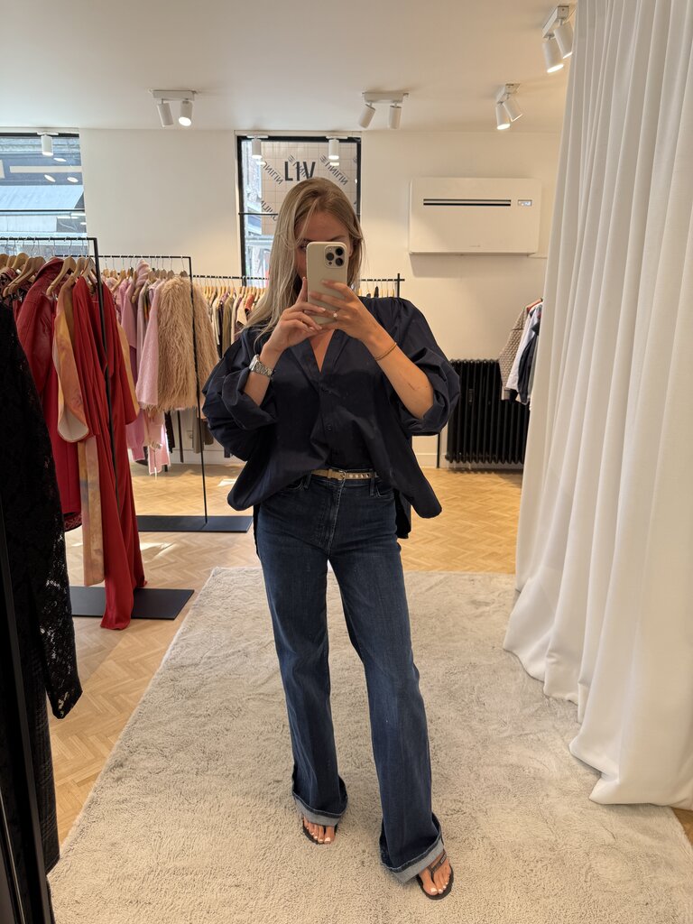 Dark blue wide leg jeans